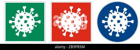 Uniwersale symbole piktograficzne dla trwającej sytuacji epidemii na całym świecie. Stock Vector