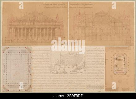 Project Magnification and the stock exchange release and Commercial Court, Place de la Bourse. 1866. 2nd district (dummy title) | The Paris Bourse enlarged appropriate to their duties (assigned title) Stock Photo