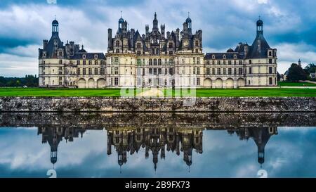 Chateau de Chambord built between 1519-1547, located in the Loire valley region of France.