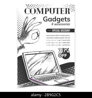 Computer Gadgets Creative Advertise Banner Vector Stock Vector