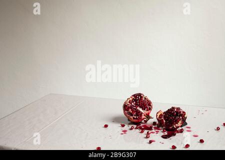 Cross-section smashed pomegranate Stock Photo