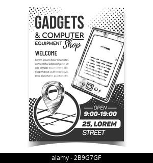 Gadgets And Computer Shop Advertise Poster Vector Stock Vector