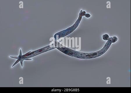 Iron horseshoe with pointed star at the heel piece, horseshoe soil found iron metal, forged Ruiterspoor with multi-pointed star as stimulus archeology Oostvoorne horse riding horse rider spur on Oostoost found on the site of the former castle Stock Photo