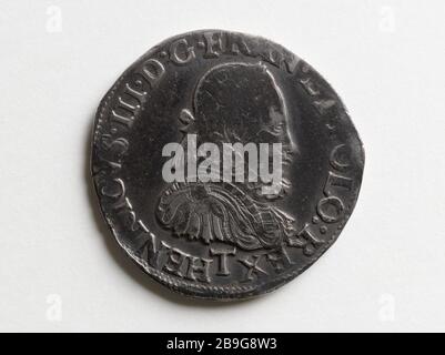 Teston money of Henry III, 1575 Teston en argent de Henri III. Argent. 1575. Paris, musée Carnavalet. Stock Photo