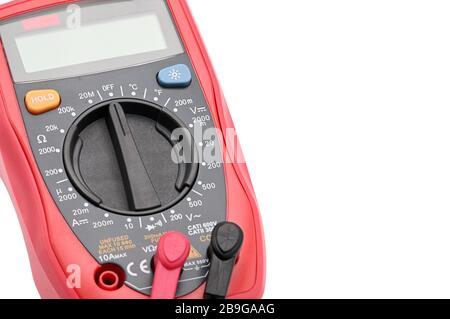 Multimeter for working with electricity on an isolated white background Stock Photo