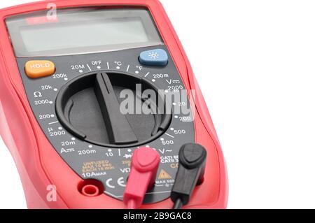 Multimeter for working with electricity on an isolated white background Stock Photo