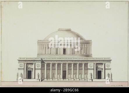 Project for the church of the Madeleine elevation of the main facade Anonyme. Projet pour l'église de la Madeleine : élévation de la façade principale. Lavis d'encre de chine et rose. Paris, musée Carnavalet. Stock Photo