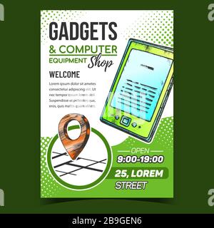 Gadgets And Computer Shop Advertise Poster Vector Stock Vector