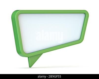 Green speech bubble Trapezoid shape 3D render illustration isolated on white background Stock Photo