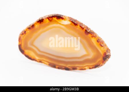 Slice of gem thin cut piece in different tones of yellow and orange and natural corners Stock Photo