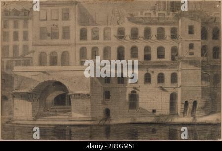 Buildings of the former Hotel Dieu, 1859 Stock Photo