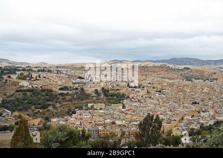 View over the medina (old city) of Fes (Fez), Morocco Stock Photo