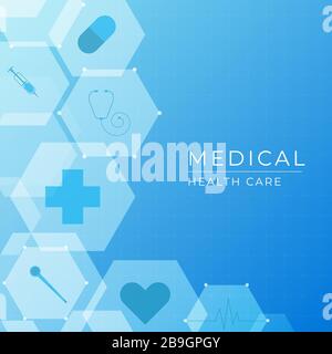 Medical modern banner design hexagon shape and icon with space for text. vector illustration. Stock Vector