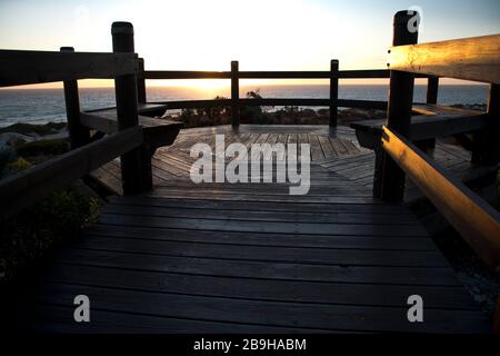 Sunset over Yanchep Beach and Indian Ocean  from beachside Lookout, Yanchep, Perth, Western Australia Stock Photo