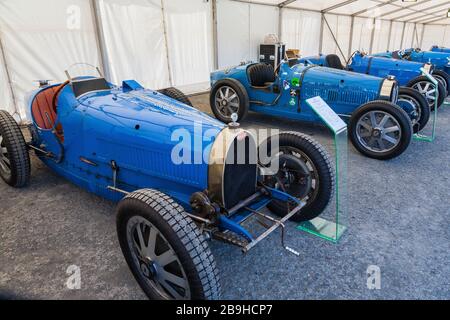 Bugatti owners club display, Chateau Impney hill climb 2018Chateau Impney hill climb 2018 Stock Photo