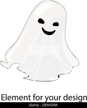 the ghost is white. A sheet with a face. Horror. Vector illustration isolated on a white background.. Stock Vector