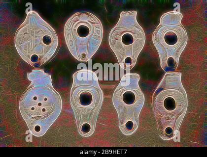 Various subjects of archaeological interest Pottery virgin lamps. Matt 251. Byzantine type. 1920, Middle East Stock Photo