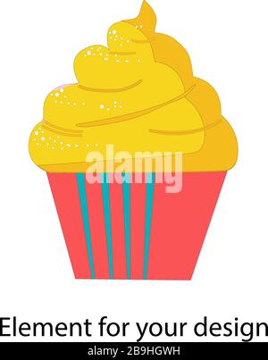 Cupcake, Muffin. Vector illustration isolated on a white background.. Stock Vector