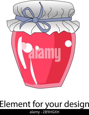 Jar of jam. JAM. SWEET CANNING. Vector illustration isolated on a white background.. Stock Vector