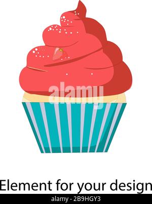 Cupcake, Muffin. Vector illustration isolated on a white background.. Stock Vector