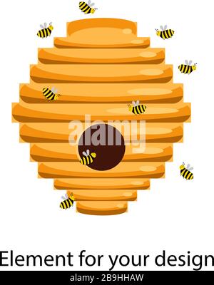 House for the bees. Bee hive. Vector illustration isolated on a white background.. Stock Vector
