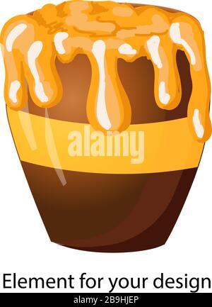 A pot of honey. Bee product. Birthday. Vector illustration isolated on a white background.. Stock Vector