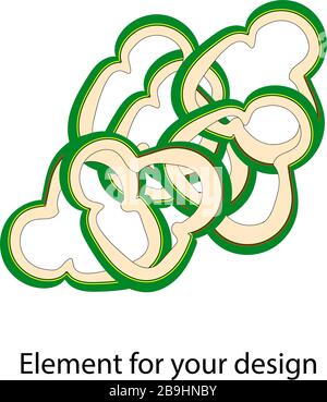 Chopped vegetable. Sweet pepper rings. A slice of vegetable. Ingredient for dishes. vector illustration on a white background. Element for your design Stock Vector