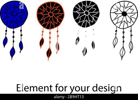 dream catcher .Vector illustration isolated on white background.. Stock Vector
