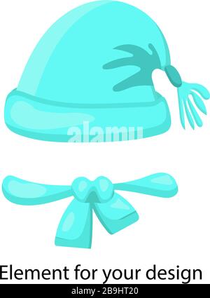 hat and scarf .Vector illustration isolated on white background.. Stock Vector