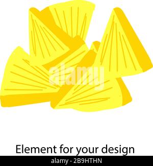 Pineapple INGREDIENTS FOR PIZZA. Vector illustration isolated on a white background.. Stock Vector