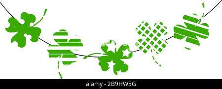 St.Patrick 's Day. Background, clover and shamrock. Elements for design isolated on black background.. Stock Vector
