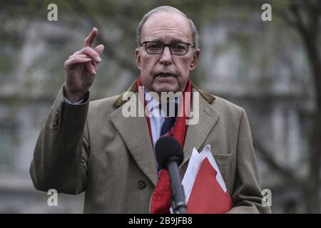 Washington, United States. 24th Mar, 2020. Director of the United States National Economic Council Larry Kudlow talks to members of the media at the White House on March 24, 2020. Photo by Oliver Contreras/UPI Credit: UPI/Alamy Live News Stock Photo