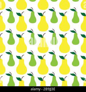 Pear green yellow seamless art pattern background Stock Vector