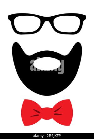 Party accessories set - glasses, mustache, bow Stock Vector