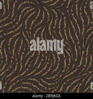 Vector seamless texture. Pattern of heterogeneous ragged lines of beige color isolated on brown background. Decorative print for fabrics or paper from Stock Vector