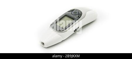 Digital thermometer isolated on white background. Panorama photo. Stock Photo