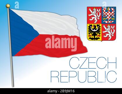 Czech Republic official national flag and coat of arms, Europe, vector illustration Stock Vector