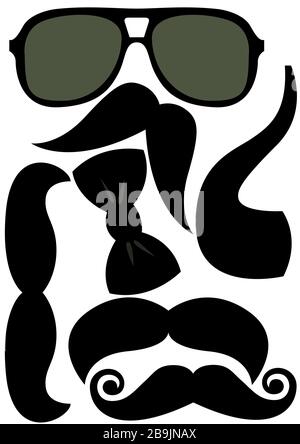 Party accessories set - glasses, mustache, bow Stock Vector