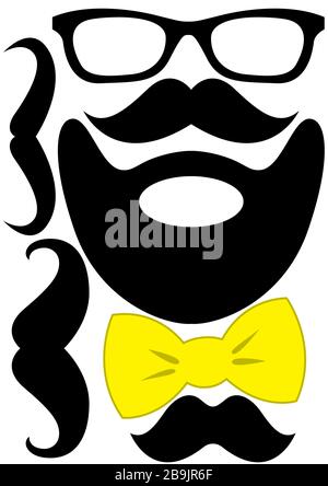 Party accessories set - glasses, mustache, bow Stock Vector