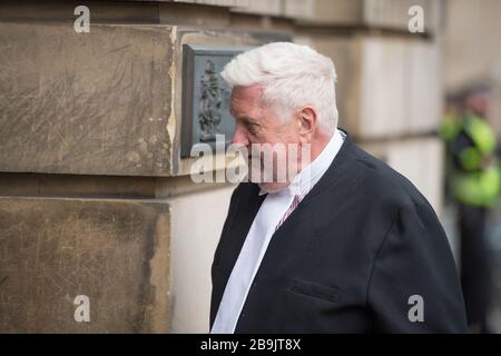 Edinburgh, UK. 23 March 2020.   Pictured: Gordon Jackson QC, Lead Defence for Alex Salmond. Stock Photo