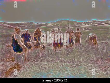 Harvesting and threshing floor scenes in the story of Ruth & Boaz 1925 Stock Photo