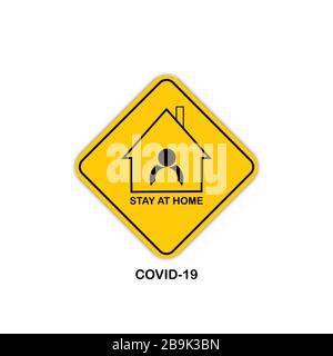 Physical Distancing warning sign. Warning in a yellow sign about coronavirus or covid-19 Stock Vector