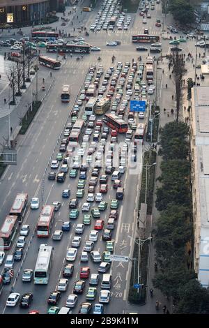Traffic and road congestion in Chengdu, China. Stock Photo