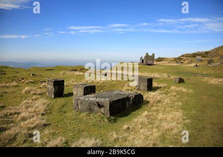 Derelict quarry structures on Titterstone Clee hill, Shropshire, England, UK. Stock Photo