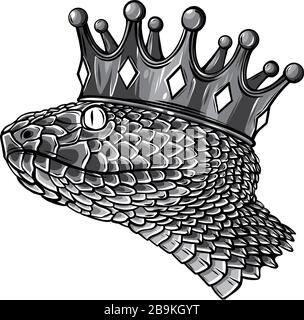 Snake Crown logo template design Vector illustration Isolated Stock Vector