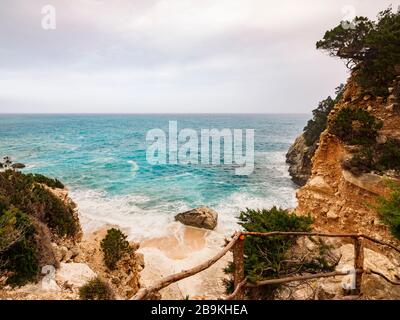 Cala Goloritzé, a pearl of the Mediterranean, on the east coast of Sardinia, whose beach can be reached via a beautiful trekking route Stock Photo