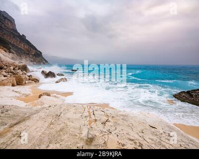 Cala Goloritzé, a pearl of the Mediterranean, on the east coast of Sardinia, whose beach can be reached via a beautiful trekking route Stock Photo