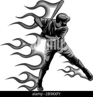 Powerful Baseball Hitter Right handed vector illustration Stock Vector