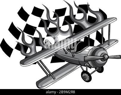 monochromatic Vector Cartoon Fighter Plane. Twin-engine, variable-sweep wing multirole combat aircraft. Stock Vector