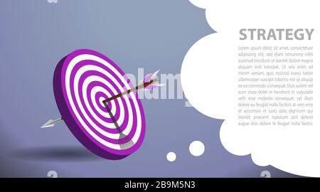 Vector realistic illustration with target financial goal concept.Growing graph and target as successful entrepreneurship metaphor. Growth strategy or Stock Vector